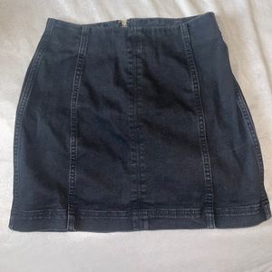 Black denim mini skirt